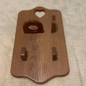 Blow dryer and flat iron holder. Hand made solid oak. Mint condition